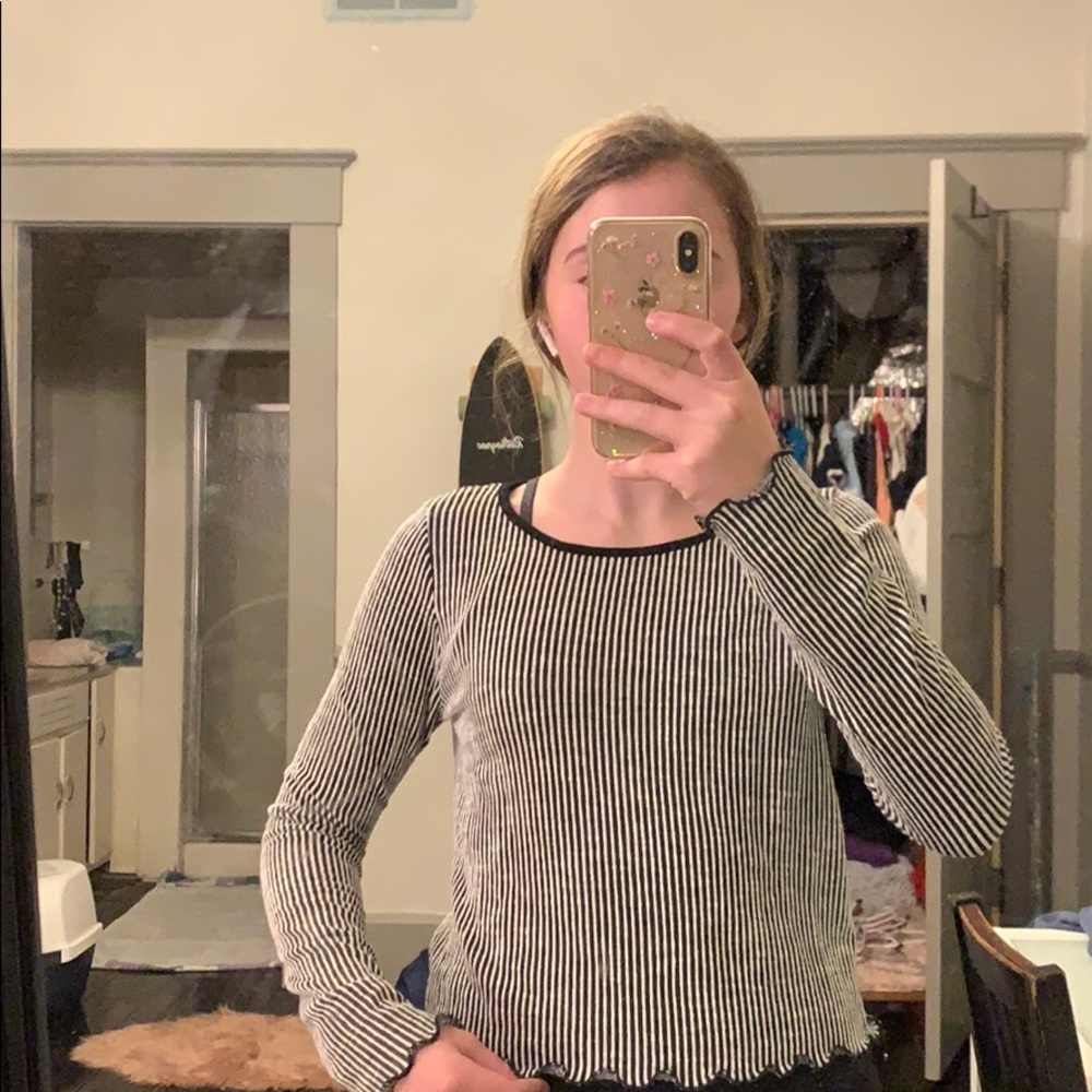 white and black stripped shirt